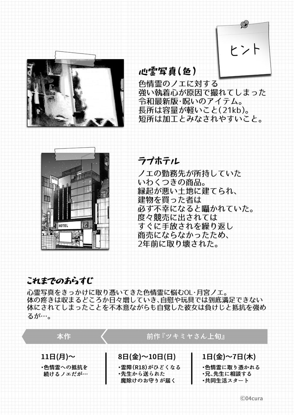 【エロ漫画】心霊写真をきっかけに色情霊に強い執着を持たれ敏感な体に開発されていく【[04cura] おつかれさまです、ツキミヤさん ～溺愛色情霊vs欲求不満OLの1ヶ月～ 中旬夏