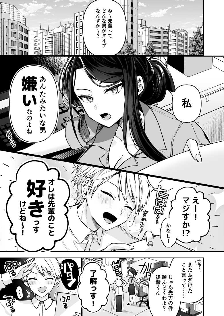 【エロ同人】デカ女上司と元チャラ男の後輩くん ＃1【まろ茶庵】