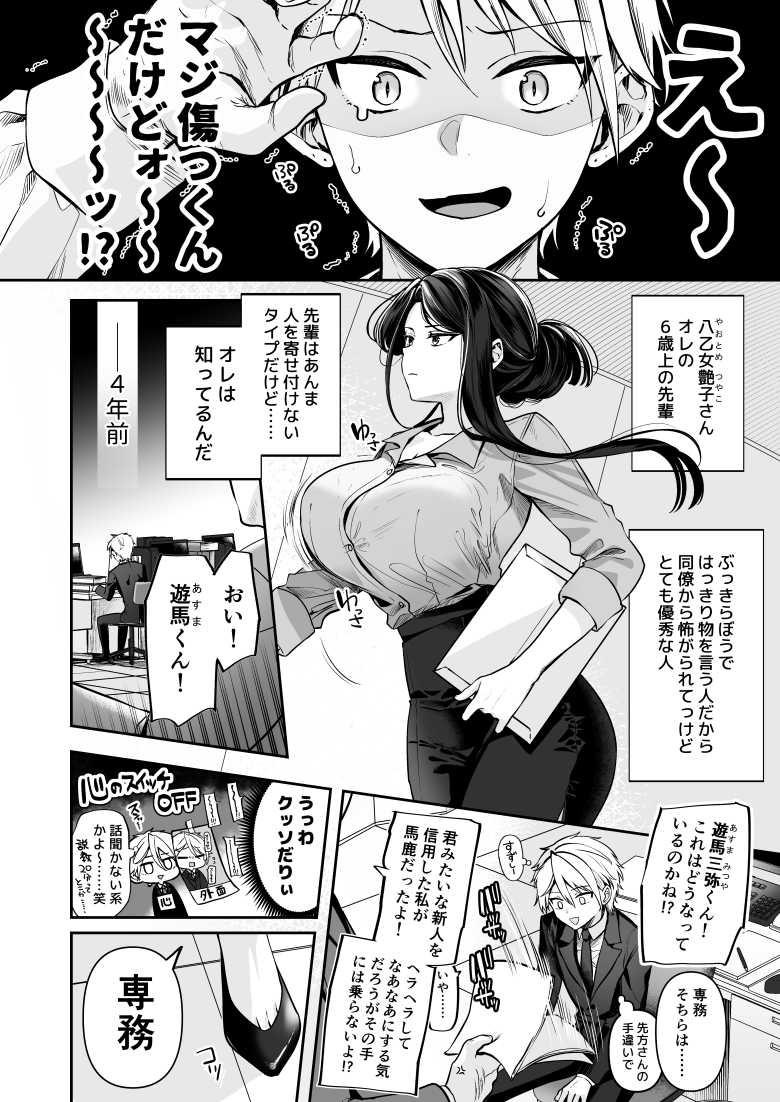 【エロ同人】デカ女上司と元チャラ男の後輩くん ＃1【まろ茶庵】