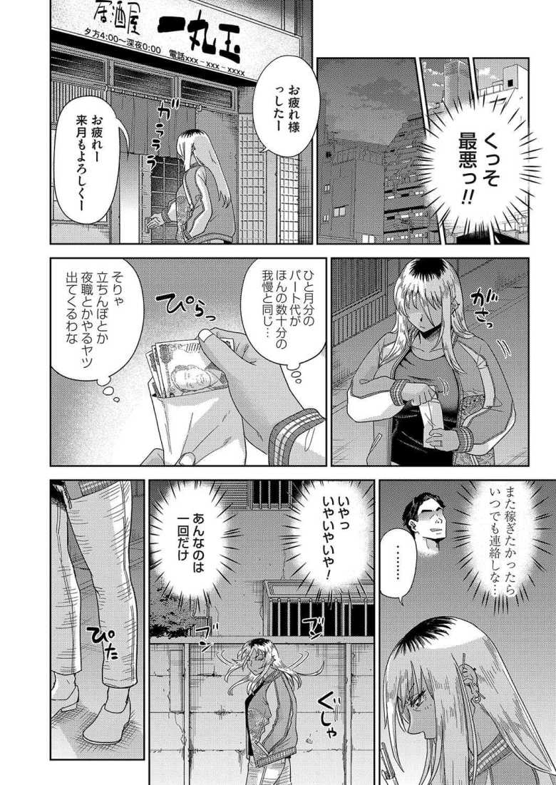 【エロ漫画 団地妻バイト】爆乳黒ギャル金髪ヤンキー妻が隣人相手に高額バイト【阿久美寝心】
