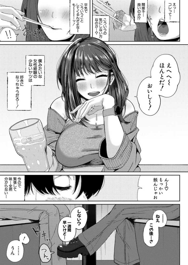 【エロ漫画 ミドルノートな2人】ヤリモクのマチアプで出会った二人の恋模様【やくや】