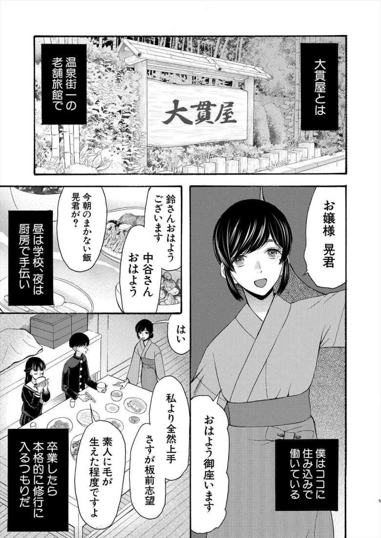 【エロ漫画 お嬢様には秘密です 前編】板前を目指す主人公が姉の様な仲居さんとお風呂エッチ【星憑ネオン。】