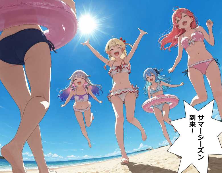 【エロ画像】水着姿の彼女に欲情して物陰で見抜きさせてもらう画像【愛瀬郁人】