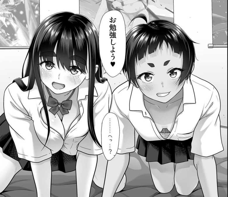 【エロ同人】カースト上位のJK二人が勉強を教わりに部屋にやってきたが下半身が反応してそれどこじゃないw【お勉強しよう】