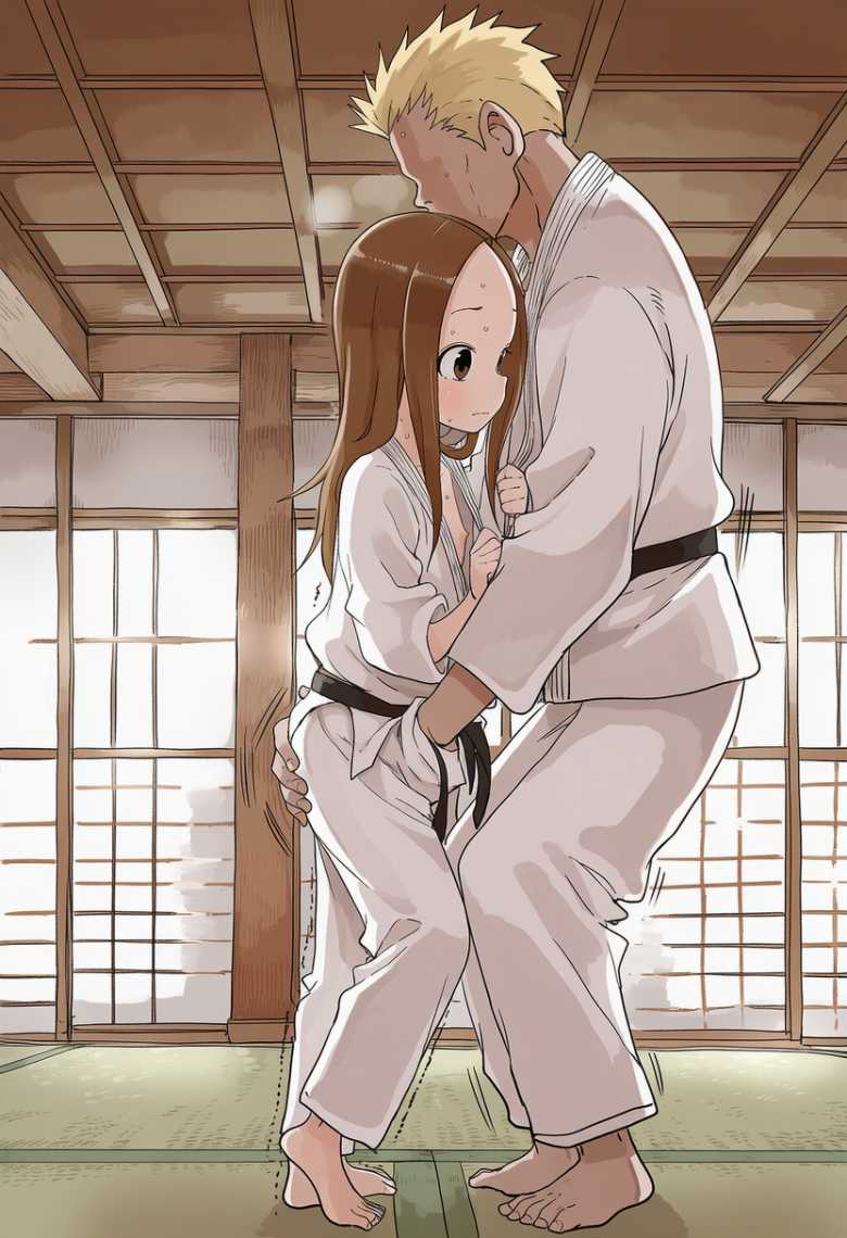 【画像】男と柔道の練習でなぜか手マンでイかされる高木さん【からかい上手の高木さん】