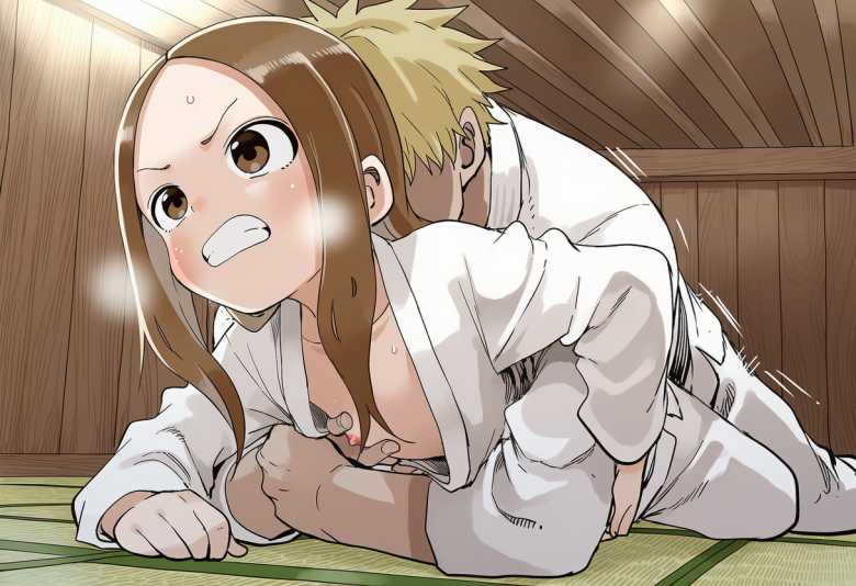 【画像】男子との柔道練習で抑え込まれ無責任中出しされる高木さん