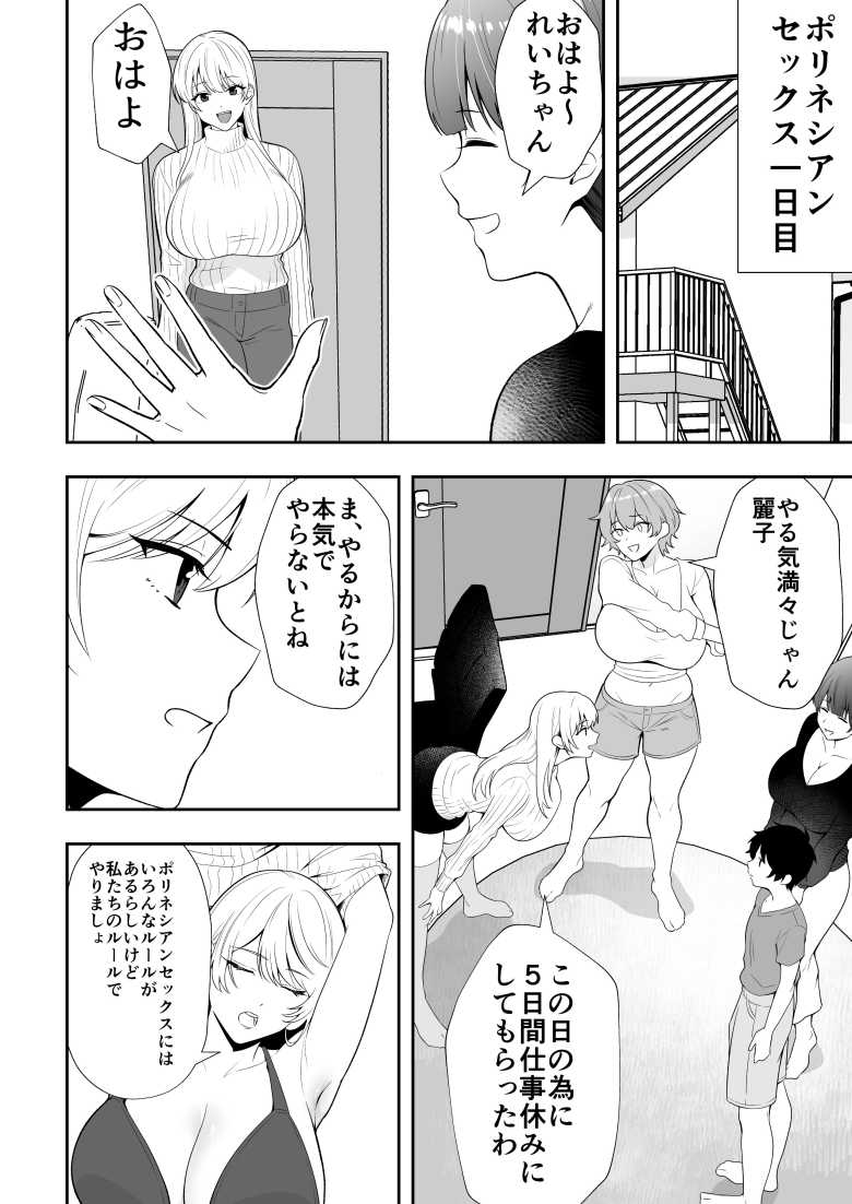 【エロ同人】「うわw何もしてないのにバッキバキじゃん♥」ママ友たちと焦らされポリネシアンハーレム【ママ友ハーレム3】