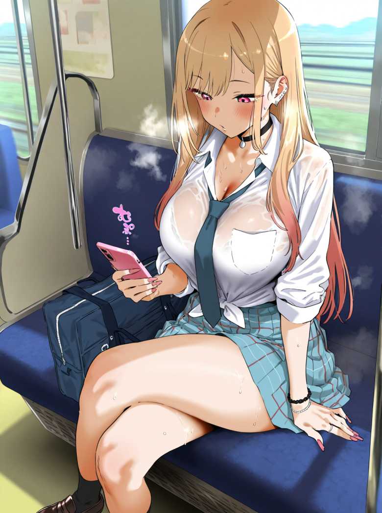 【画像】「電車の中でオナってるの見られてるっ♥」痴女ギャルJKと電車で目が合ったら突然オナってきた