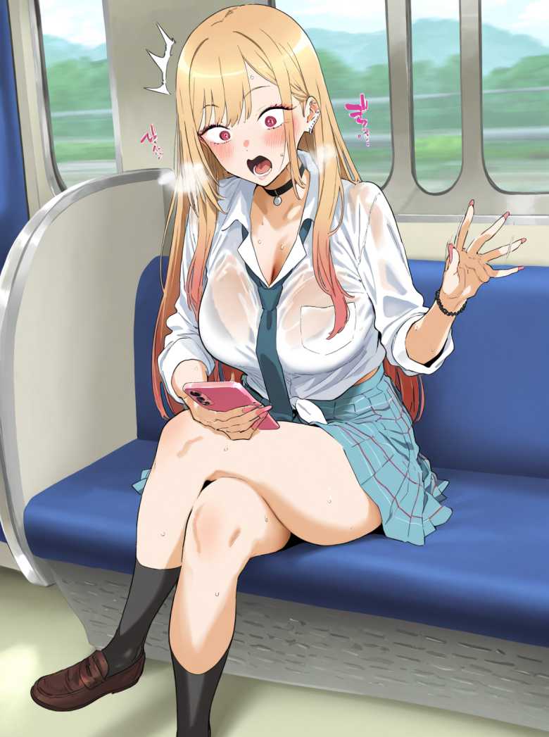 【画像】「電車の中でオナってるの見られてるっ♥」痴女ギャルJKと電車で目が合ったら突然オナってきた