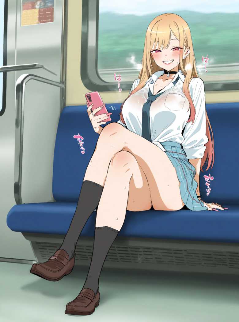 【画像】「電車の中でオナってるの見られてるっ♥」痴女ギャルJKと電車で目が合ったら突然オナってきた