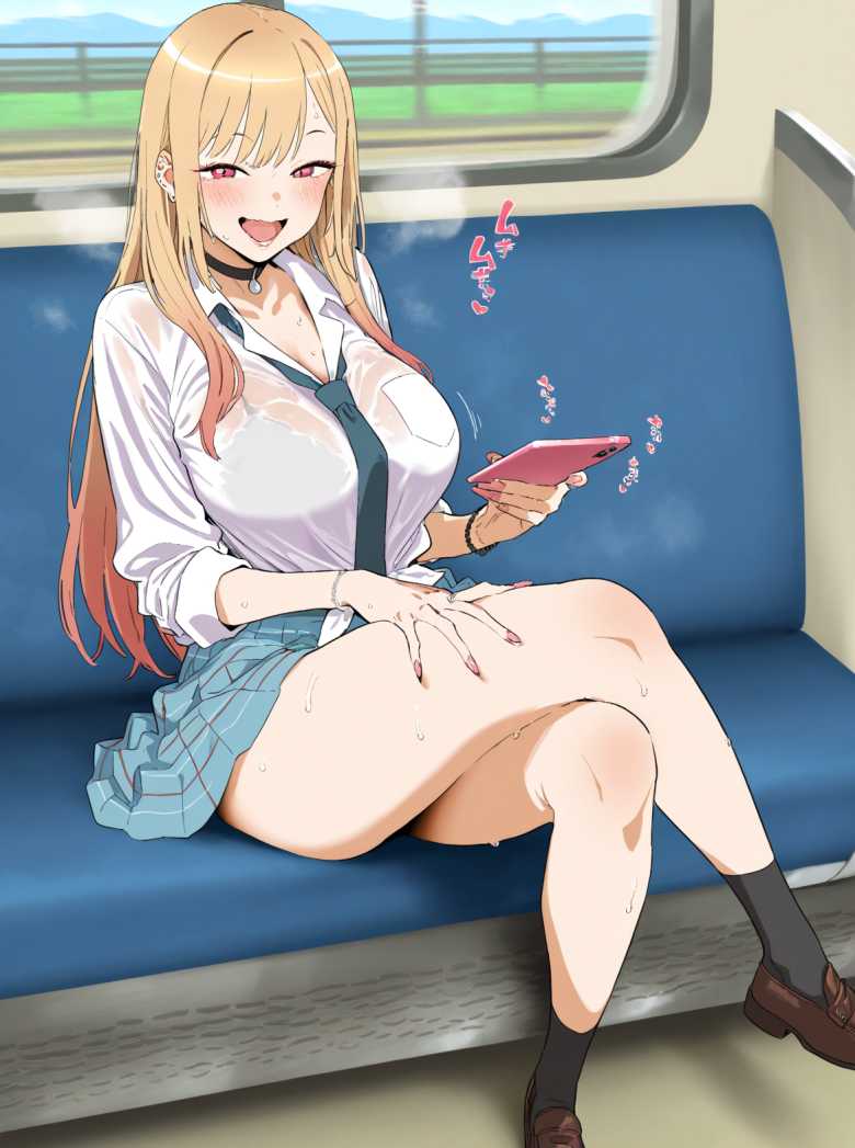 【画像】「電車の中でオナってるの見られてるっ♥」痴女ギャルJKと電車で目が合ったら突然オナってきた