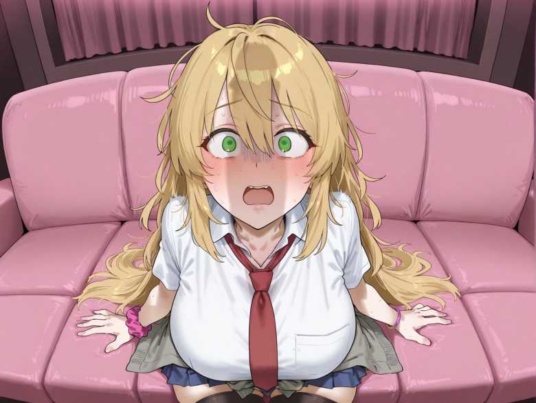 エロ画像 おじさんの巨根にビビり散らかしながら中出しされるJKギャルさん