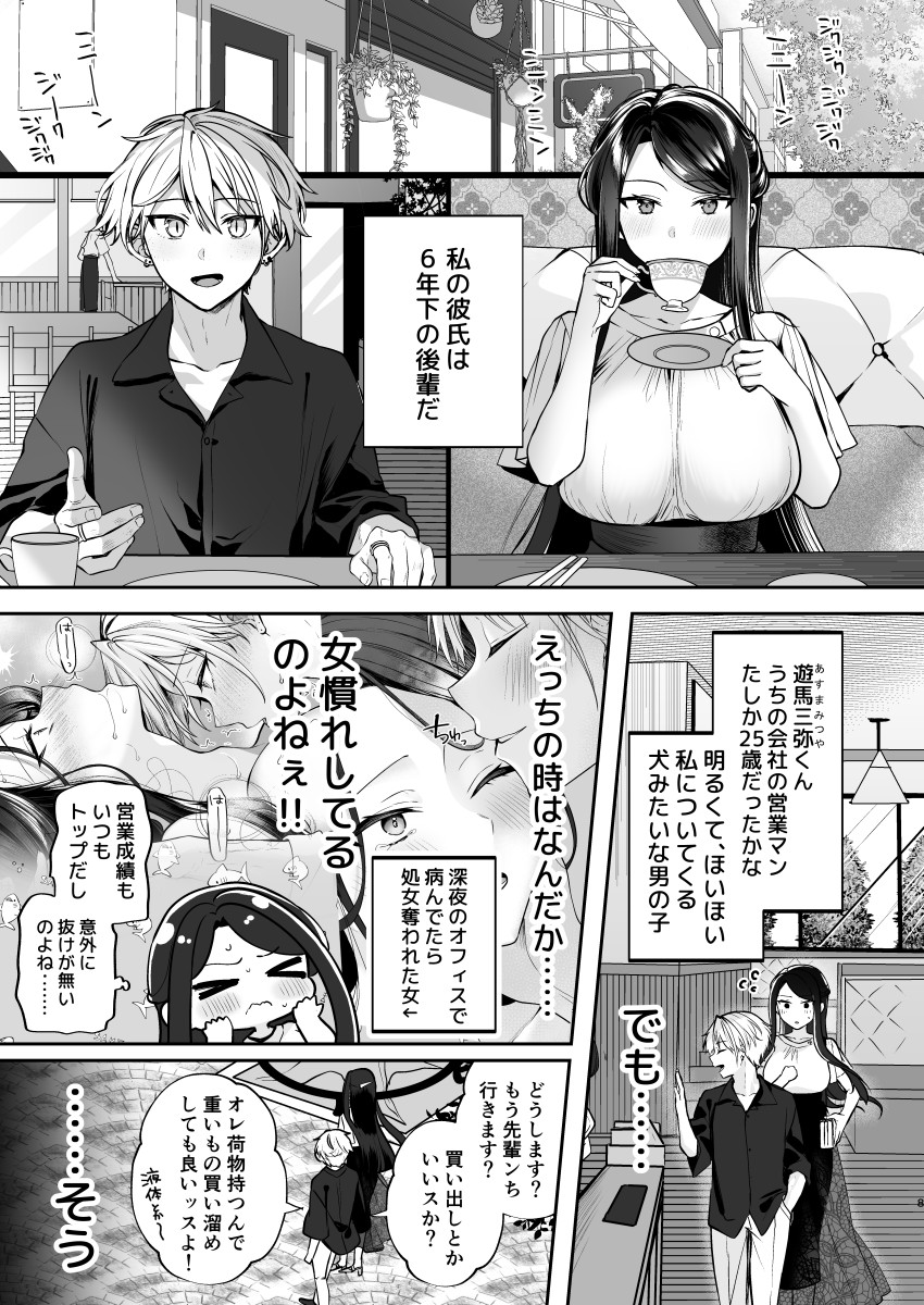 【エロ同人】女上司さん「やぁ”♥きもちいいのっっ♥もぉっ、や”あぁああぁっ♥」女上司と後輩カップルの初デートエッチ【かくしごと×初デート -デカ女上司と元チャラ男の後輩くん#2-】