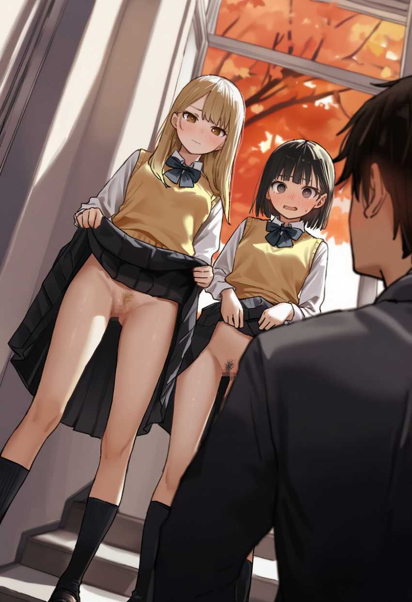 【画像】JKさん「そ、剃りました…彼氏の希望で…」健康上ノーパンで過ごすことが奨励された世界で抜き打ちでノーパン検査