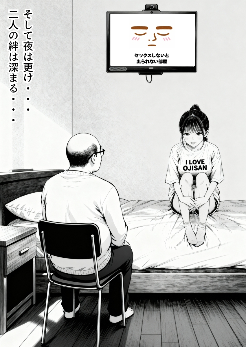 【エロ同人】おじさん「ちゃんと責任は取るからね…はぁはぁ♥」美少女が中年の醜いおじさんに汚されるｗ【セックスしないと出られない部屋に娘の親友と閉じ込められたんだが・・・】