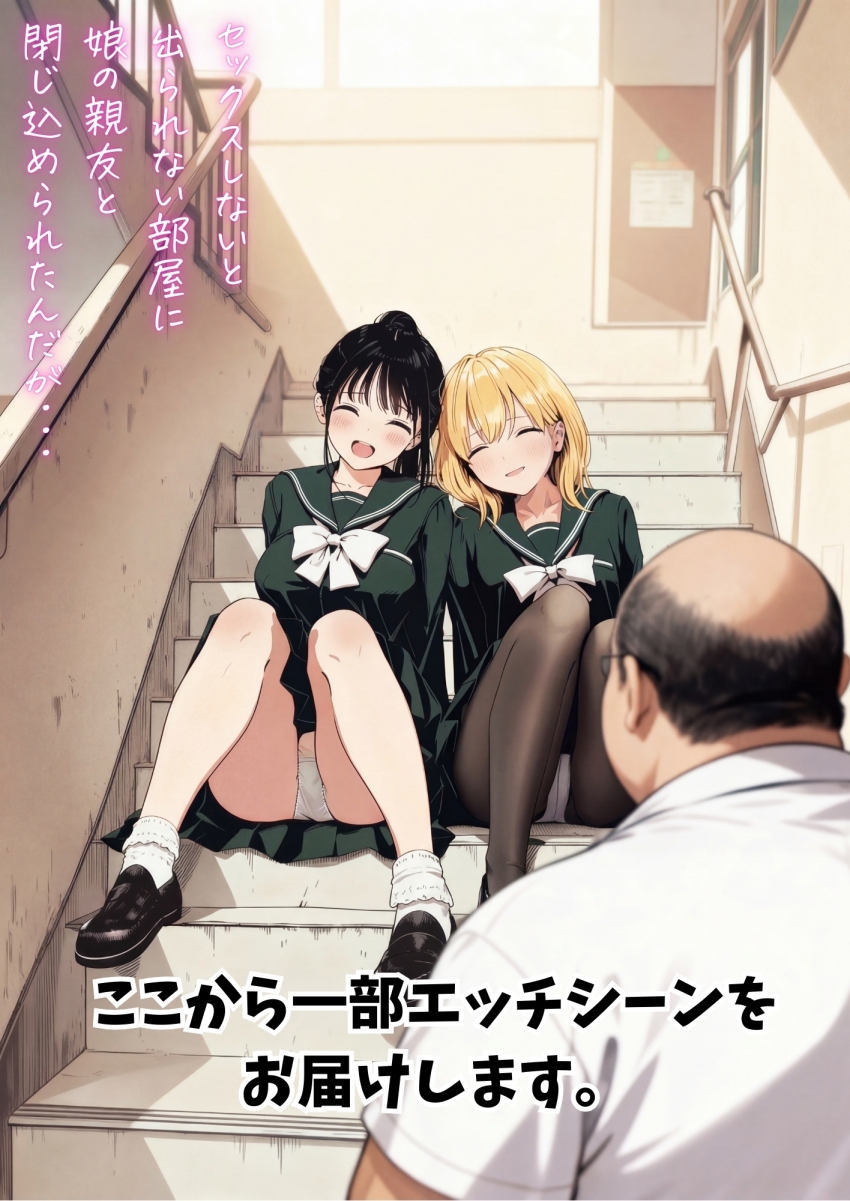 【エロ同人】おじさん「ちゃんと責任は取るからね…はぁはぁ♥」美少女が中年の醜いおじさんに汚されるｗ【セックスしないと出られない部屋に娘の親友と閉じ込められたんだが・・・】