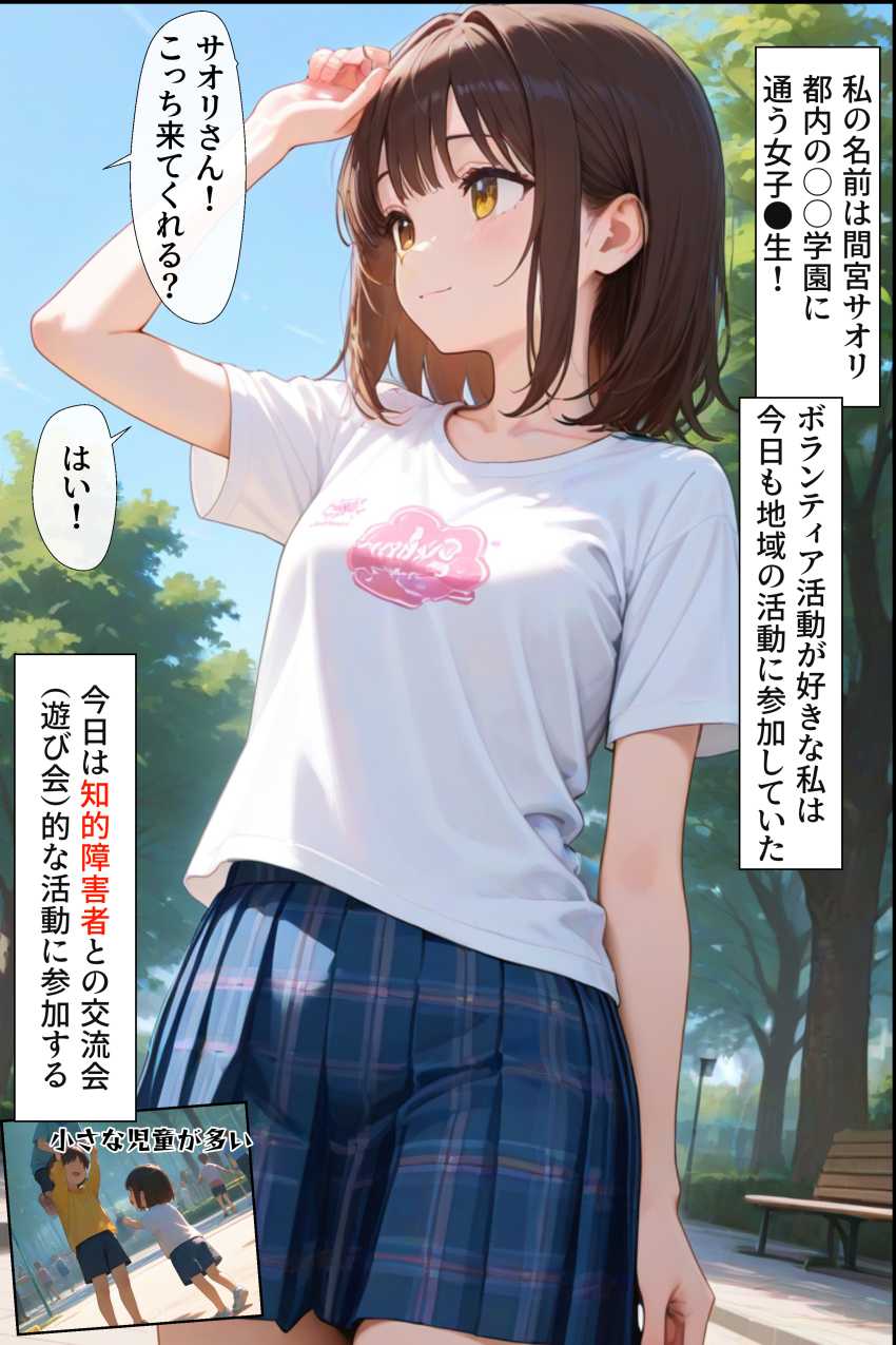 【エロ漫画】JKさん「こんなのが私の初体験だなんて…」ボランティアに参加したJKさんがヤバいおじさんに…【痴醜活動【ボランティア編】】