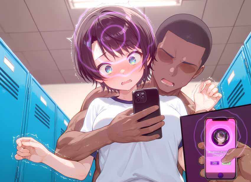 【画像】更衣室で油断していたJKさんが催眠アプリで男の言いなりになってしまう