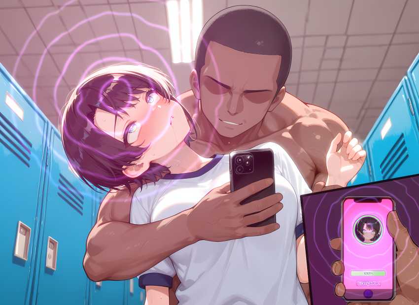 【画像】更衣室で油断していたJKさんが催眠アプリで男の言いなりになってしまう