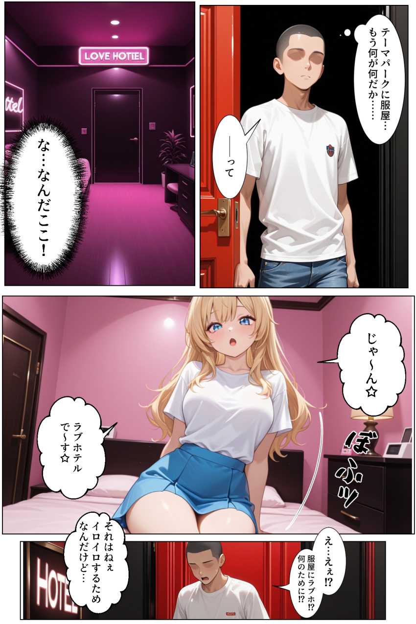 【エロ同人】ギャルさん「じゃ～ん♥ラブホテルです♥」道程にやさしいギャルとヤり放題【ティファニーパーク〜ここのスタッフ全員犯し放題って本当ですか？〜1話】