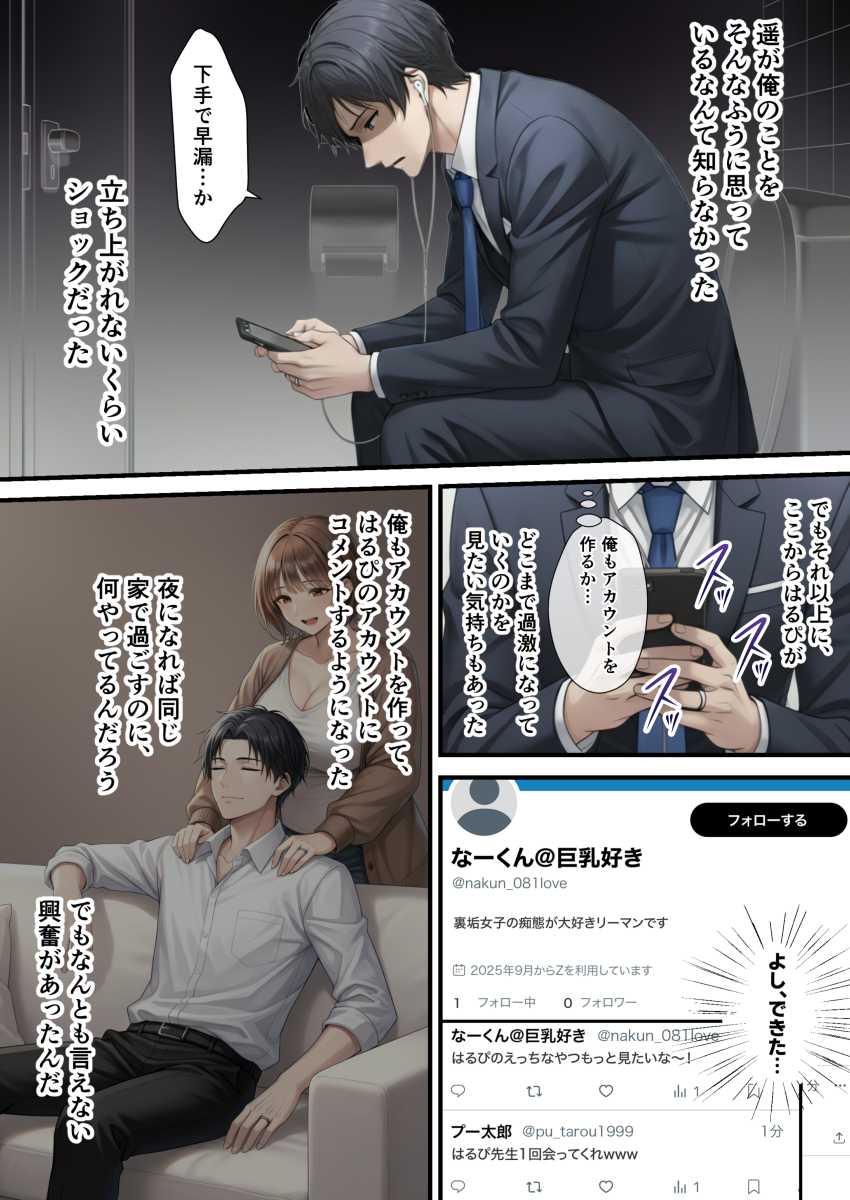 【エロ同人】人妻さん「旦那のよりずっといいよぉ♡」嫁がSNSで托卵孕ませ動画配信してたｗ【「SNSなんか絶対にやらないと信じてた…」最愛の嫁の裏垢がヤバすぎた 】