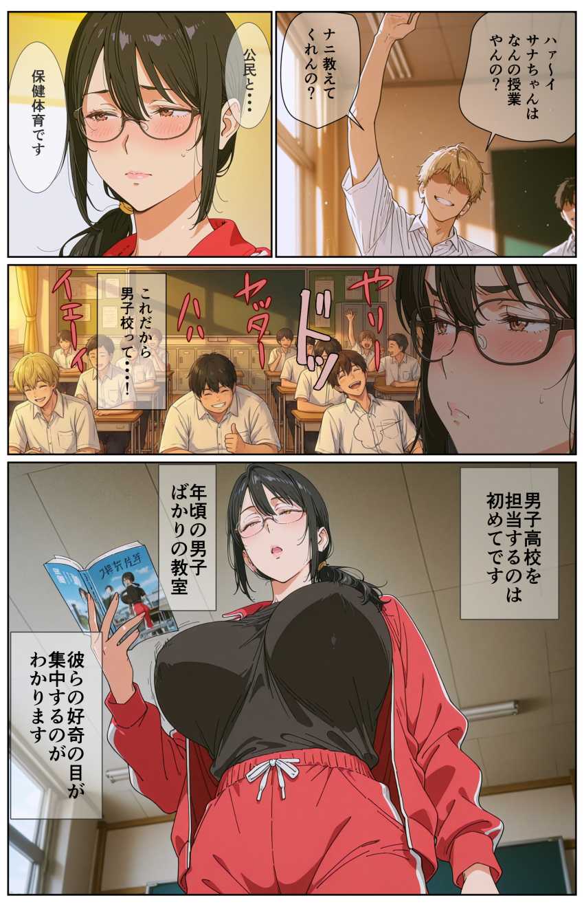 【エロ同人】男さん「ここ？先生はここが気持ちいいの？♥」男子全員に教育される地味系女教師さん【ダサジャージ女教師メス化授業】