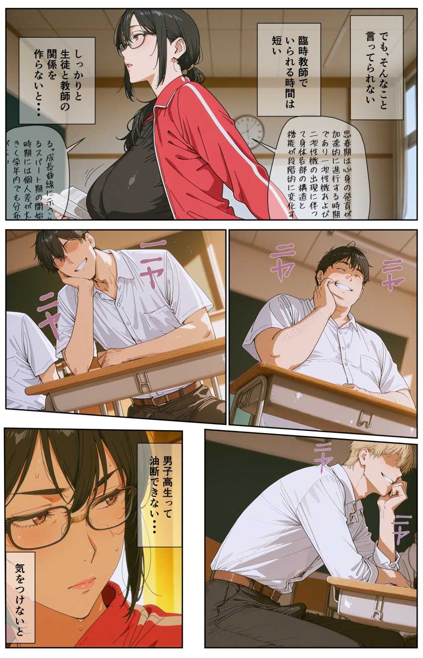 【エロ同人】男さん「ここ？先生はここが気持ちいいの？♥」男子全員に教育される地味系女教師さん【ダサジャージ女教師メス化授業】