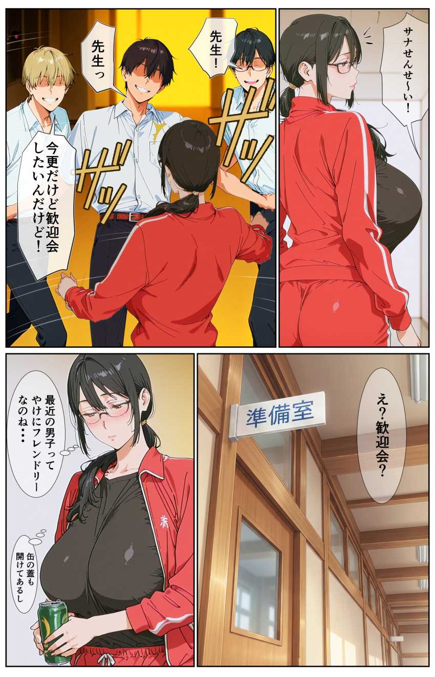 【エロ同人】男さん「ここ？先生はここが気持ちいいの？♥」男子全員に教育される地味系女教師さん【ダサジャージ女教師メス化授業】