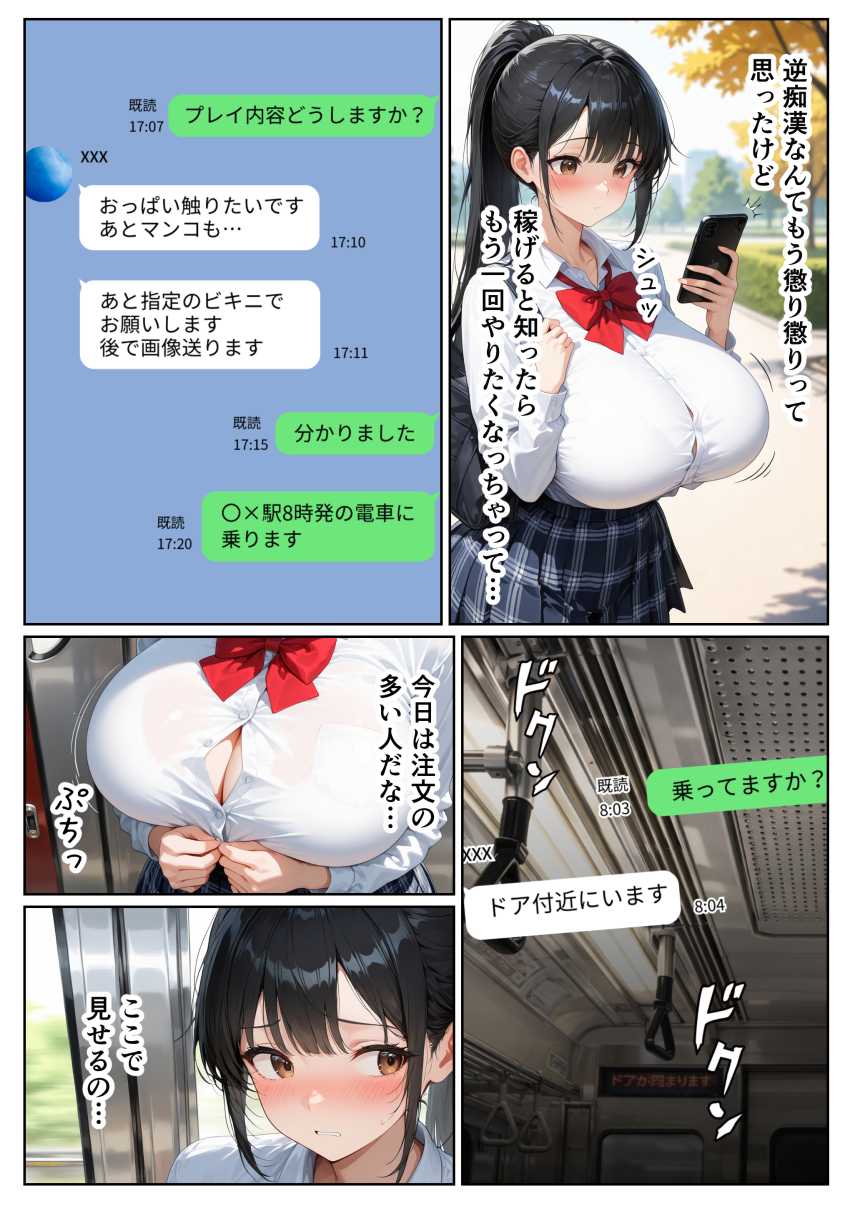 【エロ同人】JKさん「ちゃんとプラス料金で払ってくださいね…」一度だけのつもりでパパ活に手を出してメス堕ちするJKさん【Lカップ巨乳輪 爆乳な幼馴染が 逆◯漢パパ活に溺れて…寝取られるなんて…】