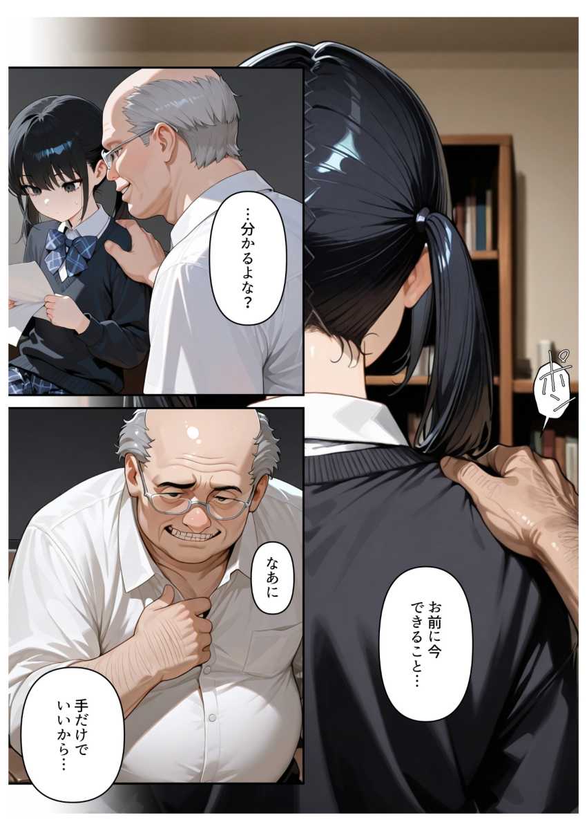 【エロ同人】オジ教師さん「今日のことは内緒だぞ♥」進路をネタに生徒を開発するおじさん教師【進路と引き換えに1年間中年の担任教師に私がされたこと】