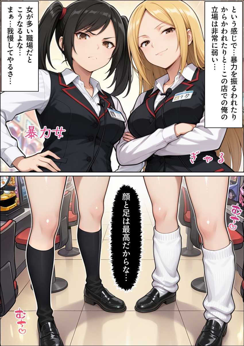 【エロ同人】女さん「興奮させてやろうじゃない！！」パチンコ店女子スタッフとのエッチな日常【パチンコ店長の俺。女子スタッフのシコい足で毎日脳汁出してたらイチャラブSEXする事になった！