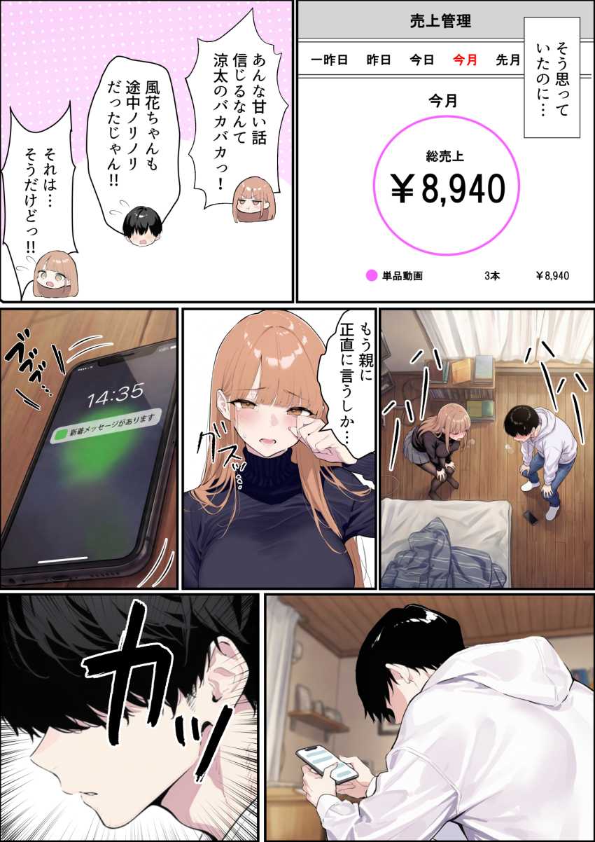 【エロ同人】男さん「彼女さん敏感すぎっしょ♥」疑似NTRで儲けるはずがガチで寝取られたw【自認S実はドMなギャル彼女の疑似NTR動画配信で稼ぎます！】