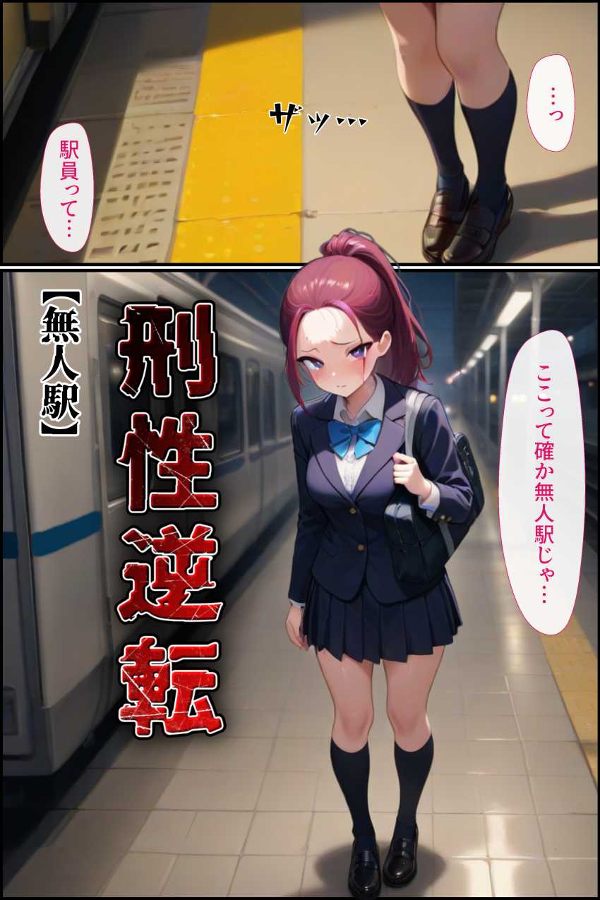【エロ同人】ギャルさん「ウソ…本当に出され…」チ●ンを追い詰めたつもりが狩られる側だったJKさん【刑性逆転【無人駅】】