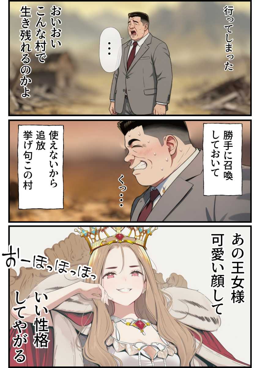 【エロ同人】おじさん「唇柔らけ～ｗ」追放された中年おじさんの職業はまさかの種付けおじさん【追放された種付けおじさん、辺境でハーレム悪徳領主になる】