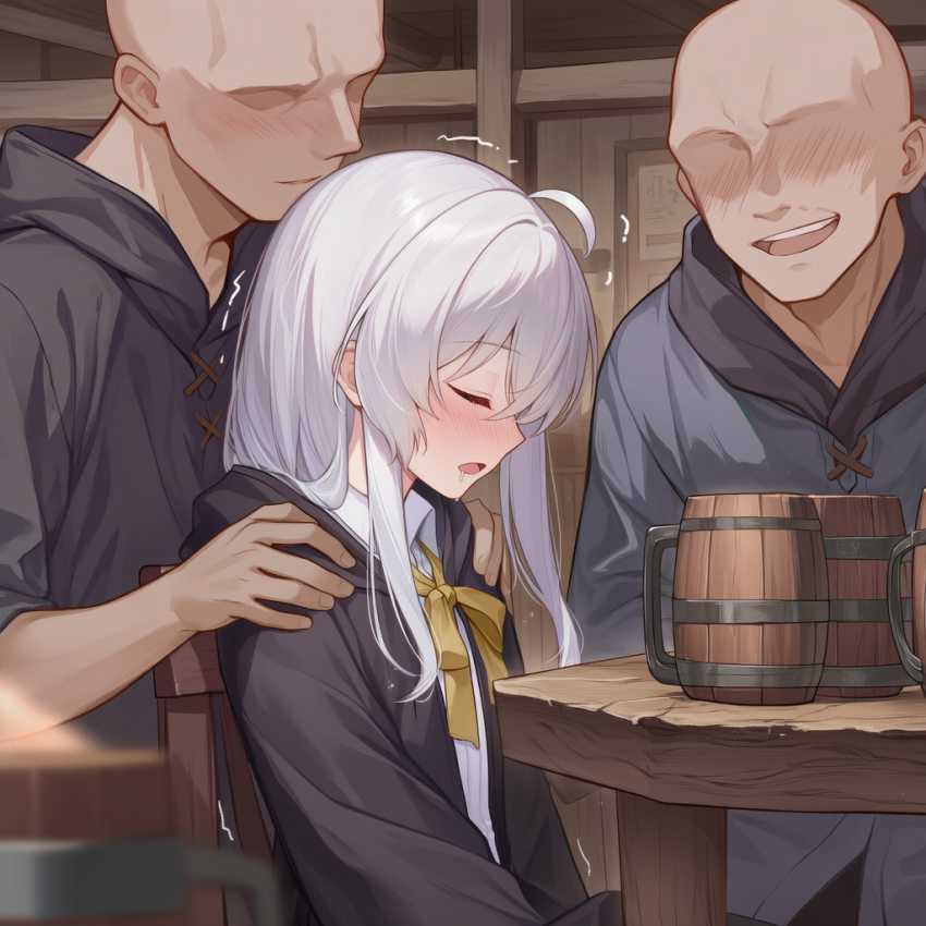 【画像】酒場の男たちにおだてられ調子に乗った魔女さん酔い潰れて処女喪失してしまう【魔女の旅々】