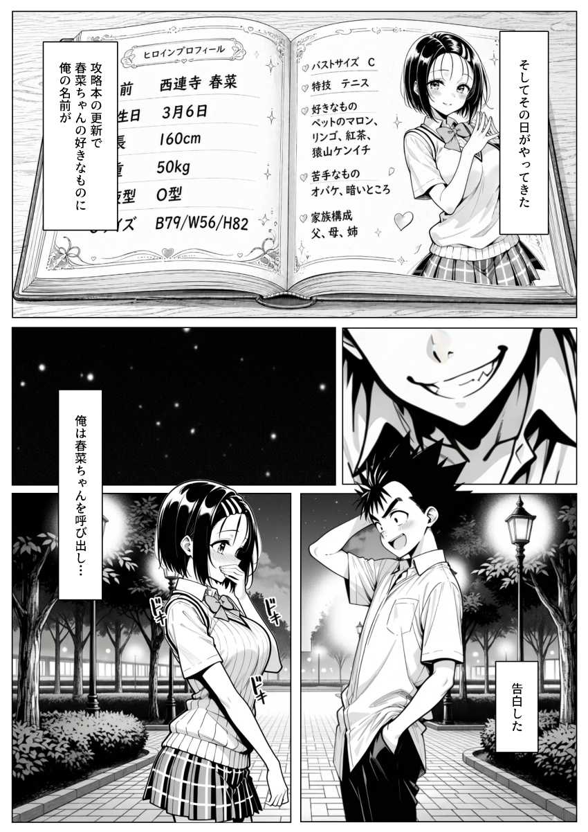 【エロ同人】女さん「指で…イっちゃう♥」モブキャラが攻略本を手に入れたら…【攻略本を手に入れた猿山が主人公になりました】