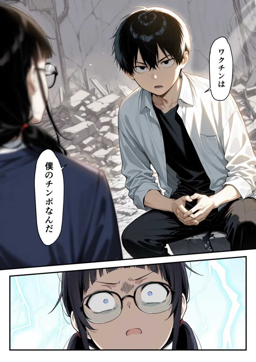 【エロ同人】男くん「僕のチ●ポはワクチンなんだ」ゾンビに包囲された街であまあま3pセッ●ス【ゾンビに支配された学園で冴えない童貞のオタク君が少女たちの救世主になる話2】