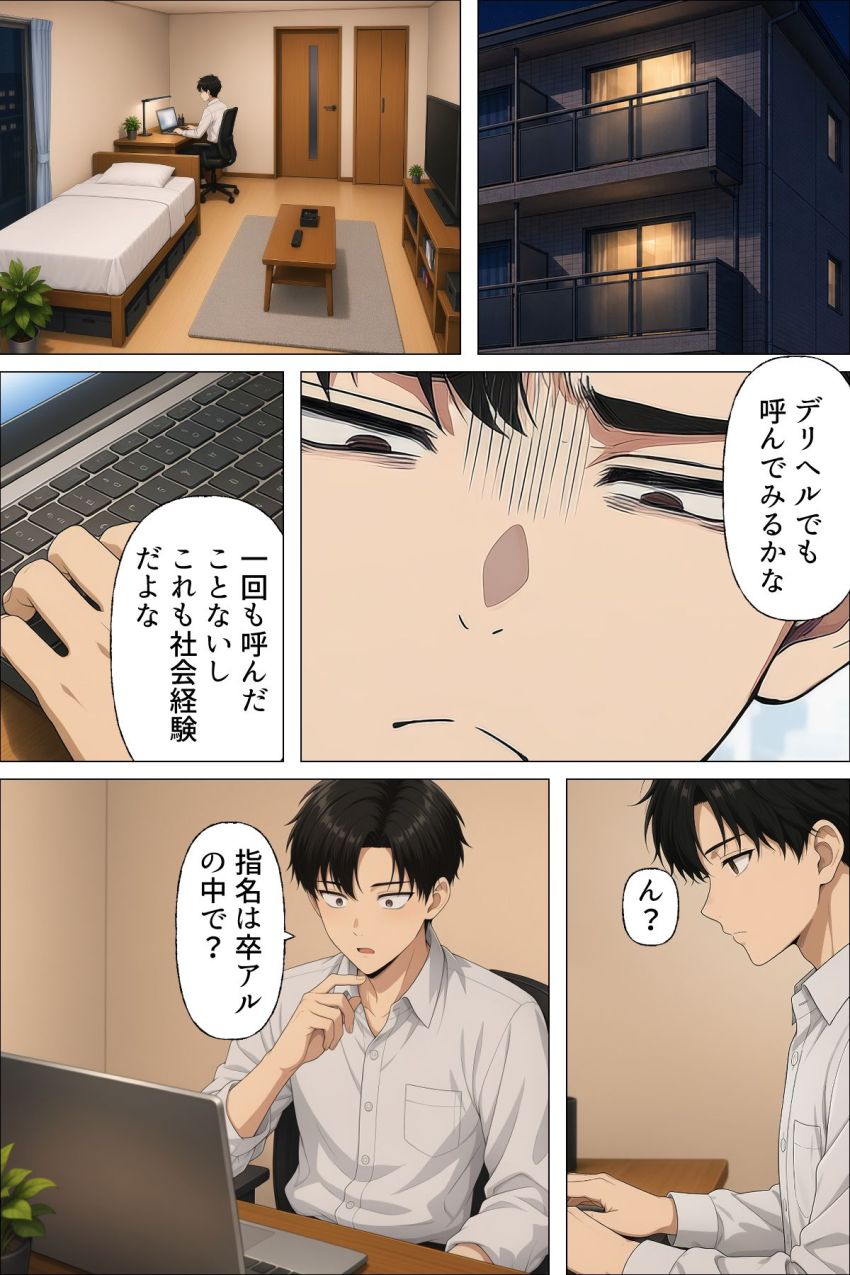 【漫画】女さん「それじゃあ咥えるからさ、脱いでもらっていい？」【指名は卒アルの中で 卒業アルバムに載っている元同級生しか在籍していないデリヘル店】