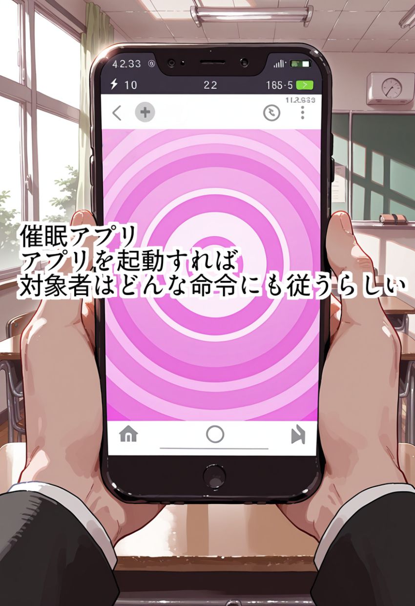 【画像】男さん「これ本物の催眠アプリじゃん♥」偶然手に入れた催眠アプリでクラスの女子を言いなりに♪