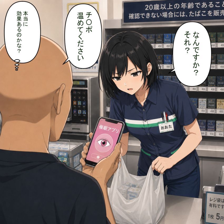 【画像】女さん「準備しますので少々お待ちください…」コンビニの支払いを催眠アプリで会計してみた
