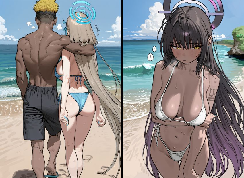 【画像】一緒に海に来た女友達が男といなくなり残された女さんはおっさんの餌食になる