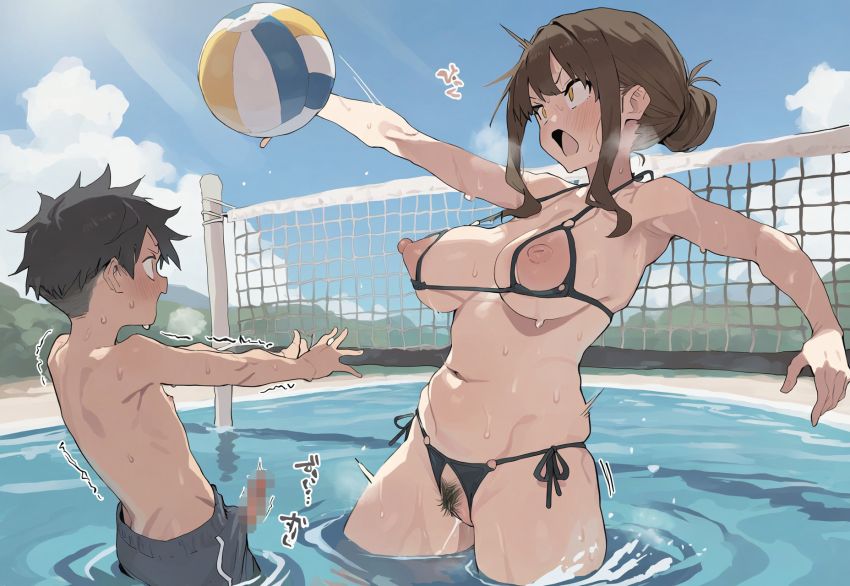 【画像】お姉さんとプールで人目も憚らずハメまくる男くん