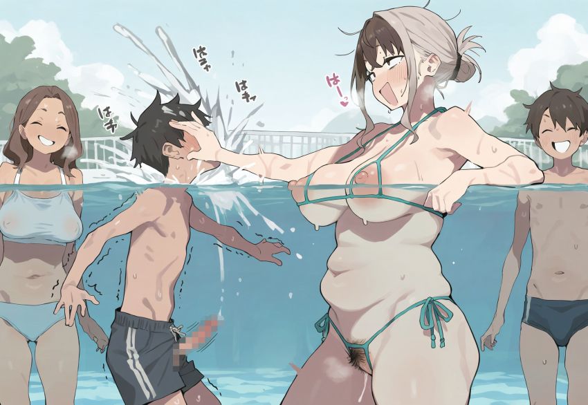 【画像】お姉さんとプールで人目も憚らずハメまくる男くん