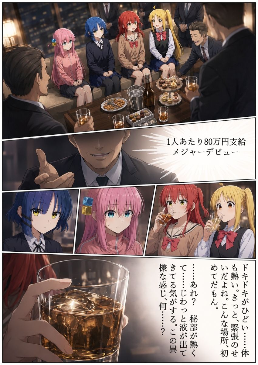 【画像】女さん「やだやだやだ…これ…枕営業だよね…」メジャーデビューと唆されオジサンたちに弄ばれるバンド女さん達【ぼっち・ざ・ろっく】