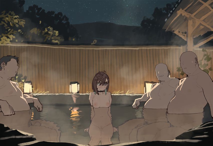 【画像】一人温泉で温まっていたら入り込んできたおっさん連中にマワされてしまうJKさん【ダンダダン】