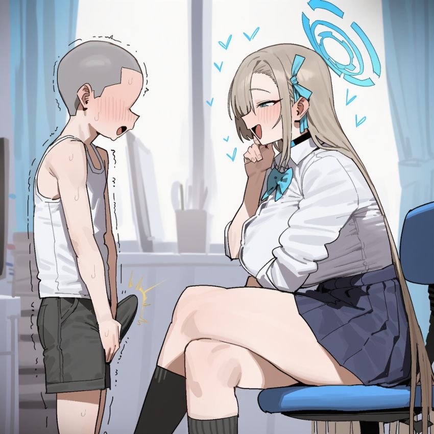 【画像】勃起が収まらないクソガキくん保健室のギャルに性処理してもらう【ブルアカ】