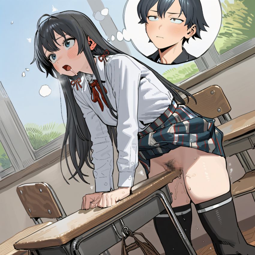 【画像】教室でオナっていたJKさんハゲデブ教師に見つかり性の悦びを教え込まれてしまう【俺ガイル】