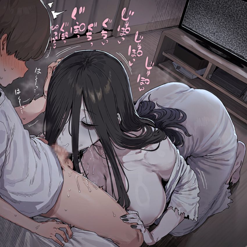 【画像】男くんがゲーム中にテレビから爆乳女幽霊が出てきて滅茶苦茶チ●ポしゃぶってきた