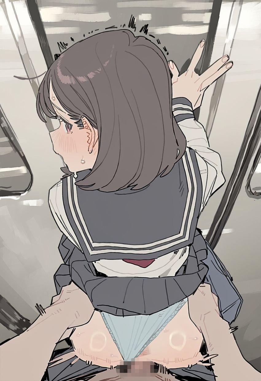 【画像】満員電車で背後から不審者に襲われ最後までヤられてしまうJKさん
