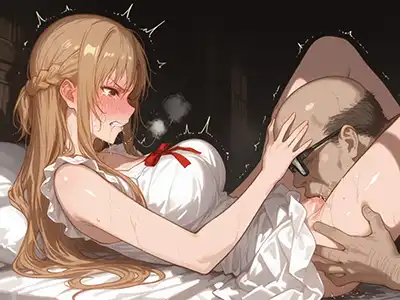 【SAO・エロ漫画】隣のキモいおじさんに媚薬を盛られたアスナ！発情しきったカラダを貪られイカされまくる…！